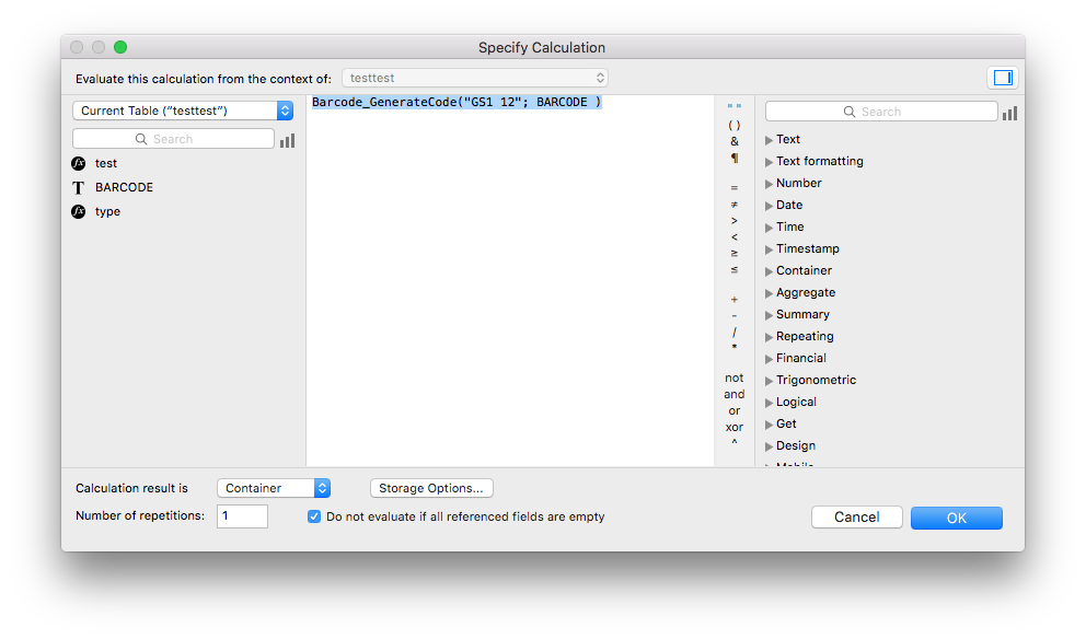 Filemaker barcode calculation